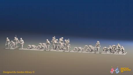 WW2 British Commando Support Platoon - Green Berets - 30 figures, front view