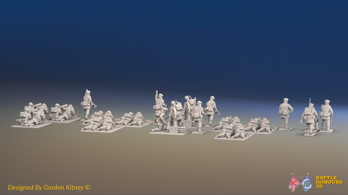 WW2 British Commando Support Platoon - Green Berets - 30 figures, rear view