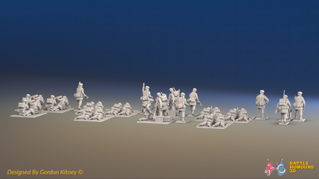 WW2 British Commando Support Platoon - Green Berets - 30 figures, rear view