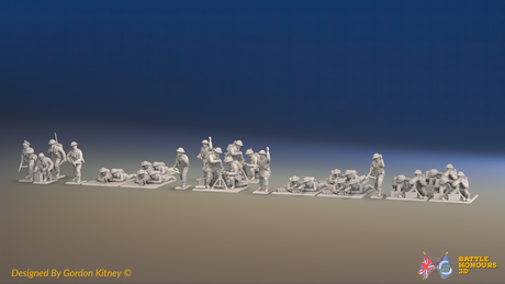 WW2 British Commando Support Platoon - Helmets and Smocks - 30 figures, front view