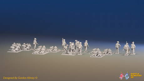 WW2 British Commando Support Platoon - Helmets and Smocks - 30 figures, rear view