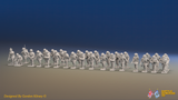 WW2 British Commando Platoon - Helmets and Smocks - 30 figures, front view