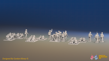 WW2 British Infantry Support Platoon - Battle Dress - 30 figures, rear view