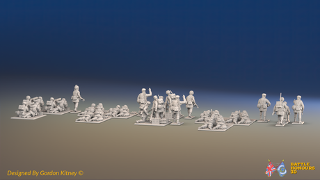 WW2 British Airborne Support Platoon - Mixed Headgear - 30 figures, rear view