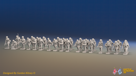 WW2 British Airborne Platoon - Mixed Headgear - 30 figures, front view