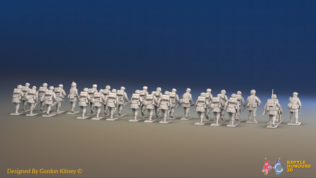 WW2 British Airborne Platoon - Mixed Headgear - 30 figures, rear view