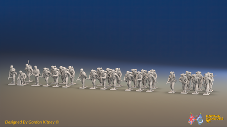 WW2 Royal Marine Commando Platoon - Battle Dress - 30 figures, front view