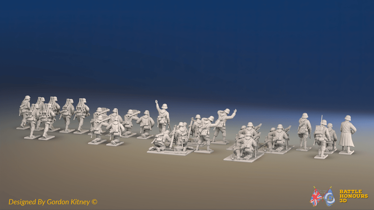 WW2 German Panzergrenadier Support Platoon - 30 figures, rear view