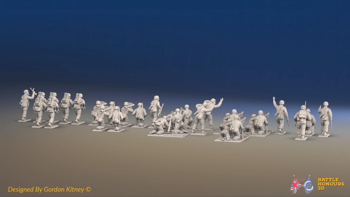 WW2 German Fallschirmjäger Support Platoon - 30 figures, rear view