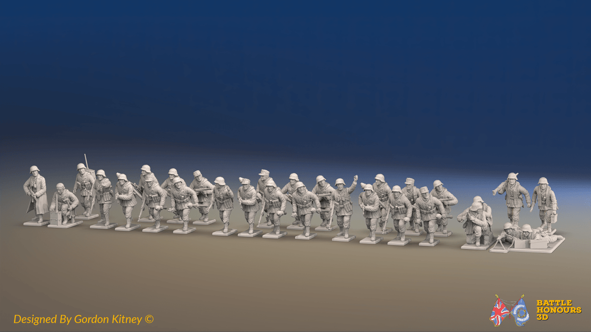WW2 German Waffen-SS Platoon - 30 figures, front view