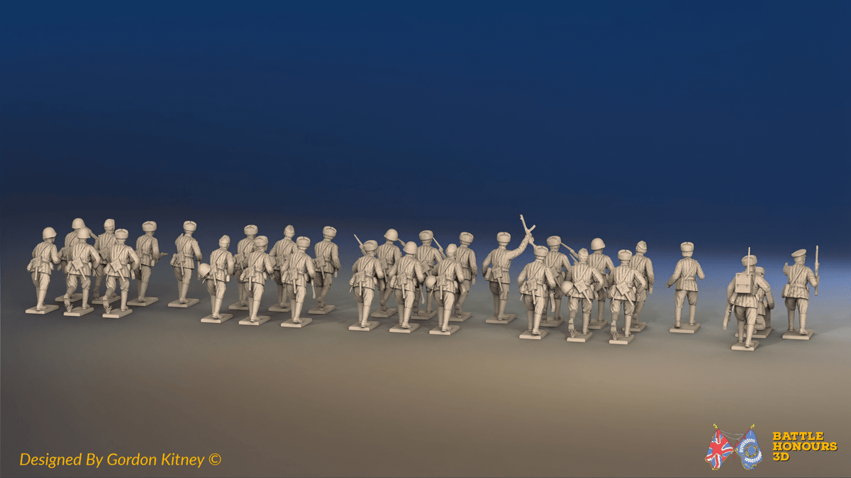 WW2 Soviet Infantry Platoon - Padded Uniforms - 30 figures, rear view