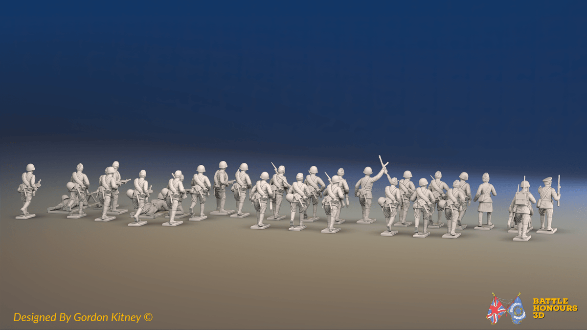WW2 Soviet Infantry Platoon - Summer Uniforms - 30 figures, rear view