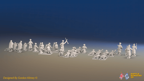 WW2 Soviet Support Platoon - Winter Clothing - 30 figures, rear view