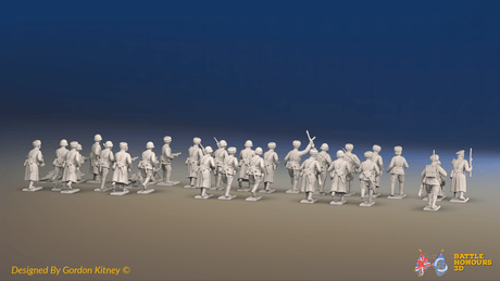 WW2 Soviet Infantry Platoon - Winter Clothing - 30 figures, rear view