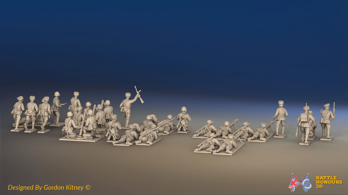 WW2 Soviet Support Platoon - Padded Uniforms - 30 figures, rear view