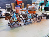 Painted 75mm Battle Honours 3D Napoleonic French 4-horse limber with bicorne-clad riders - side view