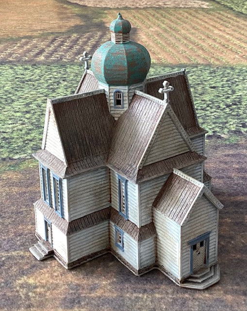 Customer-painted Russian Village Church by Battle Honours 3D