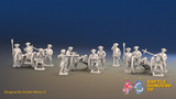 Seven Years’ War Russian Artillery Battery - 8-Pounders - Winter Uniform - 3 Guns and 13 Figures, front view. Supplied unpainted.