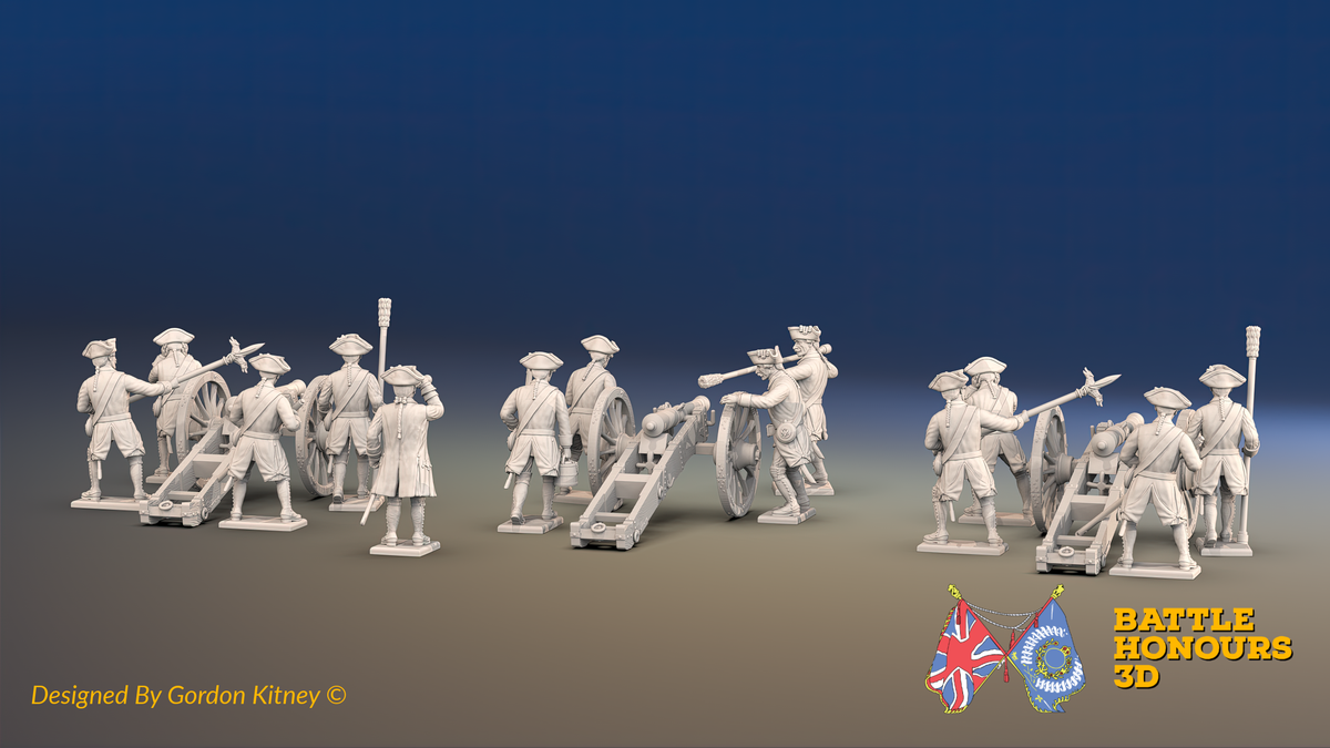Seven Years’ War Russian Artillery Battery - 8-Pounders - Winter Uniform - 3 Guns and 13 Figures, rear view. Supplied unpainted.
