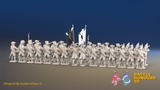 Seven Years’ War Russian Musketeer Battalion - Firing Line - Winter Uniform - Observation Corps - Rolled Cloaks - 30 Figures, rear view. Supplied unpainted.