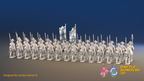 Seven Years’ War Prussian Musketeer Battalion - March Attack - Set 15 - 30 Figures, rear view. Supplied unpainted.