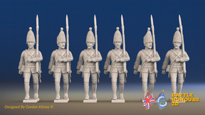Seven Years’ War Prussian Grenadiers - March Attack - Long Cuff Lace, front view. Supplied unpainted.