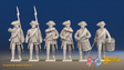 Seven Years’ War Russian Musketeers Command - Winter Uniform - Observation Corps - Rolled Coats, front view. Supplied unpainted.