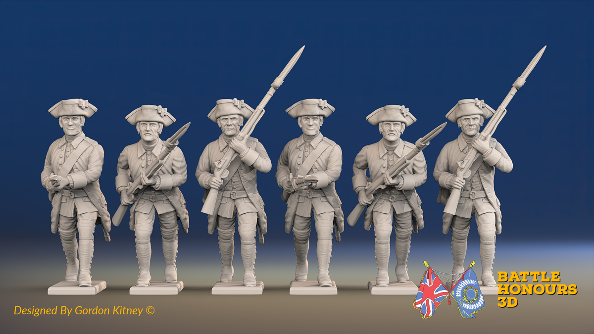 Seven Years’ War Russian Musketeers - Advancing - Winter Uniform, front view. Supplied unpainted.