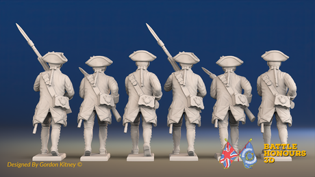 Seven Years’ War Russian Musketeers - Advancing - Winter Uniform, rear view. Supplied unpainted.