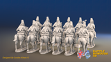 Seven Years’ War Prussian Hussar Regiment - Trotting - Mirlitons with Skull Badges - 12 Mounted Figures, rear view. Supplied unpainted.