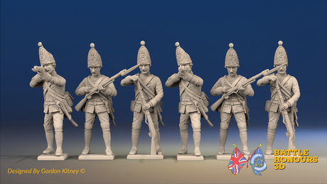 Seven Years’ War Prussian Grenadiers - Firing Line - Set 2, front view. Supplied unpainted.