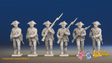 Seven Years’ War Prussian Musketeers - Charging - Straight Lapel Lace, front view. Supplied unpainted.