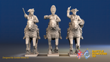 Seven Years’ War Prussian Dragoons Command - Galloping - Set 2 - Command 1, front view. Supplied unpainted.