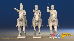 Seven Years’ War Russian Cossacks - Galloping - Pistols, front view. Supplied unpainted.