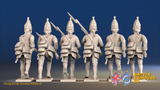 Seven Years’ War Prussian Grenadiers - Charging - Plain Lapels, rear view. Supplied unpainted.
