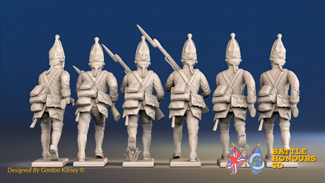 Seven Years’ War Prussian Grenadiers - Charging - Set 1, rear view. Supplied unpainted.