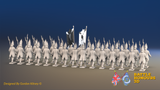 Seven Years’ War Russian Grenadier Battalion - March Attack - Winter Uniform - Observation Corps - 30 Figures, rear view. Supplied unpainted.