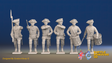 Seven Years’ War Russian Musketeers Command - Advancing - Summer Uniform - Observation Corps, front view. Supplied unpainted.