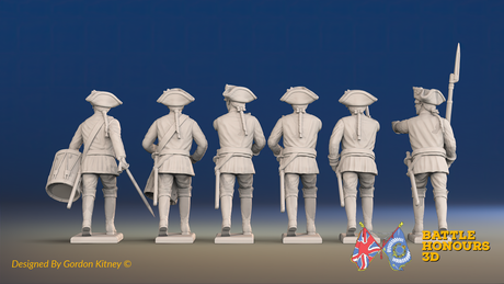 Seven Years’ War Russian Musketeers Command - Advancing - Summer Uniform - Observation Corps, rear view. Supplied unpainted.