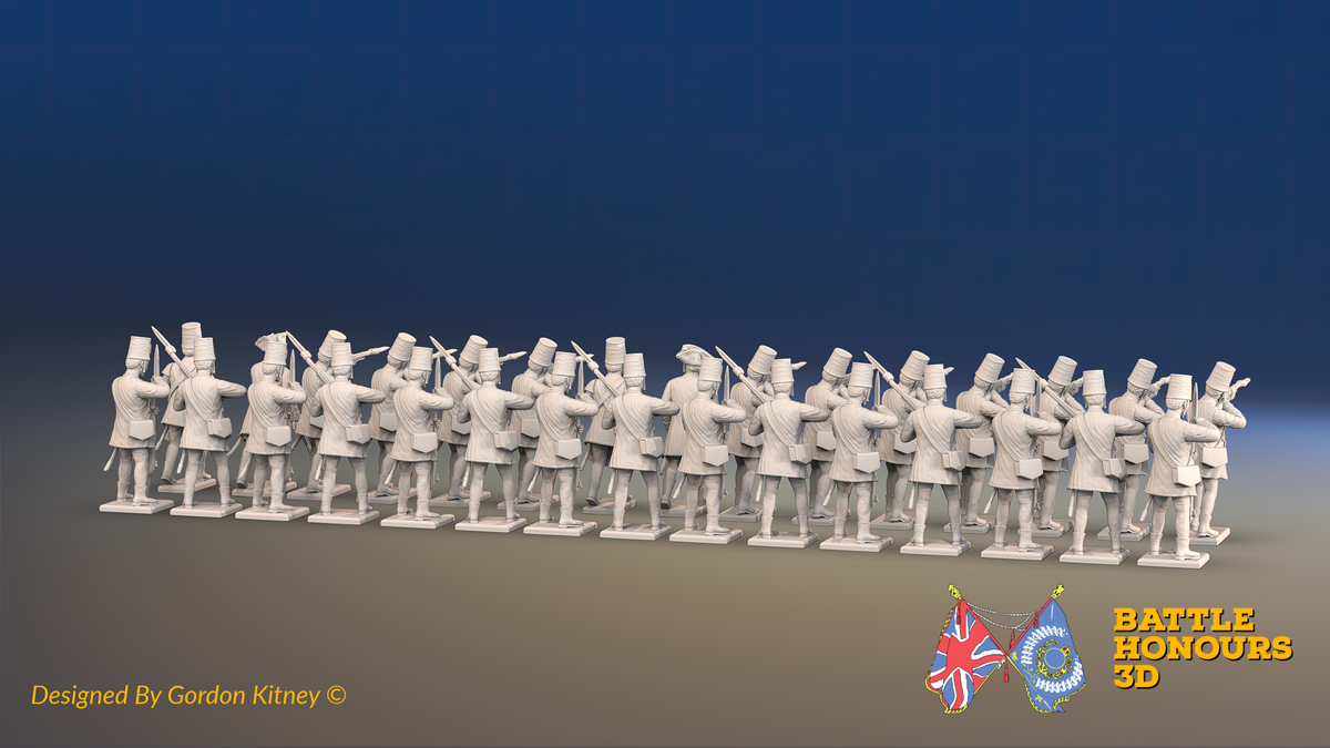 Seven Years’ War Russian Pandur Battalion - Firing - Summer Uniform - 30 Figures, rear view. Supplied unpainted.