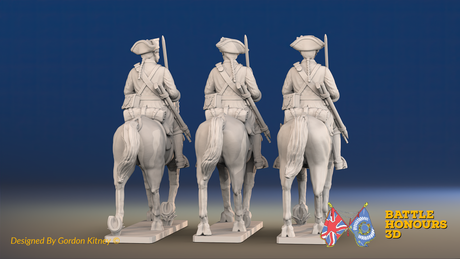 Seven Years’ War Russian Dragoons, rear view. Supplied unpainted.