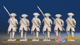 Seven Years’ War Russian Musketeers - Advancing - Winter Uniform - Observation Corps - Rolled Coats, rear view. Supplied unpainted.