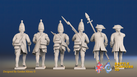 Seven Years’ War Prussian Grenadiers Command - Charging - Set 4, rear view. Supplied unpainted.