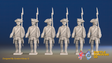 Seven Years’ War Russian Musketeers - March Attack - Winter Uniform, front view. Supplied unpainted.