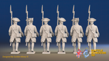 Seven Years’ War Russian Musketeers - March Attack - Winter Uniform, rear view. Supplied unpainted.