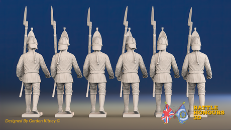 Seven Years’ War Russian Grenadiers - March Attack - Summer Uniform - Observation Corps, rear view. Supplied unpainted.