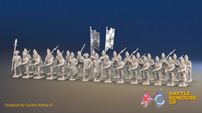 Seven Years’ War Prussian Fusilier Battalion - Charging - Plain Lapels - 30 Figures, front view. Supplied unpainted.