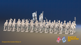 Seven Years’ War Prussian Fusilier Battalion - Charging - Plain Lapels - 30 Figures, rear view. Supplied unpainted.
