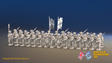 Seven Years’ War Prussian Musketeer Battalion - Charging - Set 3 - 30 Figures, front view. Supplied unpainted.