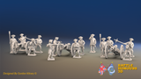 Seven Years’ War Russian Artillery Battery - 12-Pounders - Winter Uniform - 3 Guns and 13 Figures, front view. Supplied unpainted.